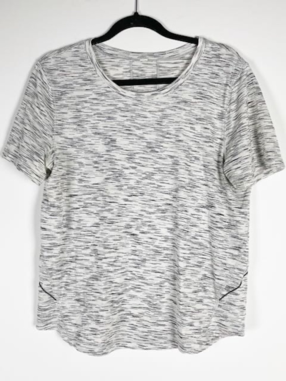 Lululemon Women's Long Distance Short Sleeve Shirt Tiger Space Dye Black White